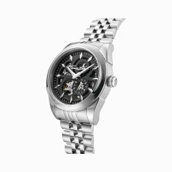 Clearance Automatikuhr mit 41 mm und schwarzem Zifferblatt silberfarben Herren Uhren|Uhren